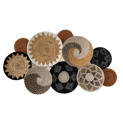 Ensemble de 10 paniers muraux bohème décoratifs fabriqués à la main