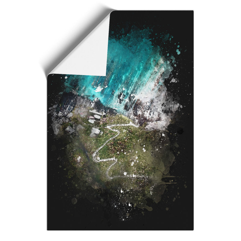 High Above Asturias in Spain Paint Splash - Frameless Print, 84cm H x 59cm W x 0.1cm D