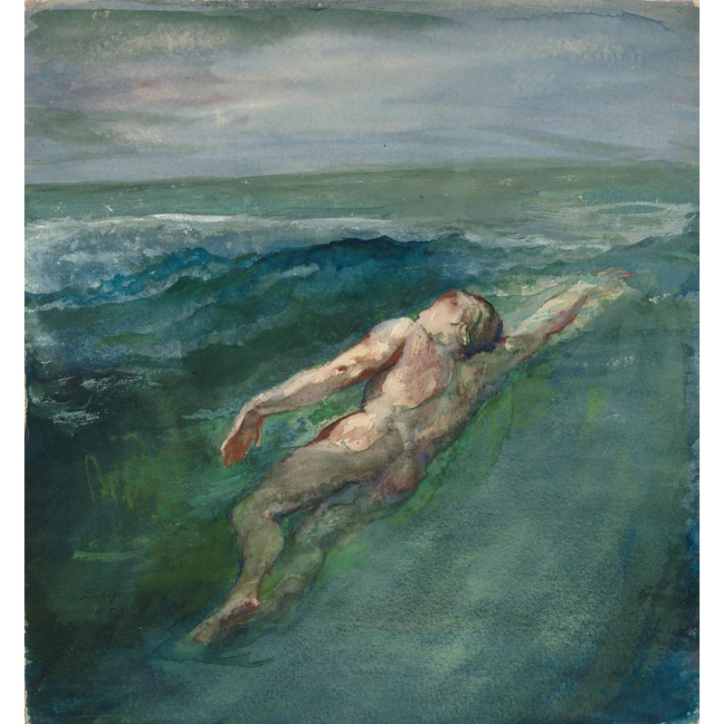 "Swimmer" par John La Farge - Art mural sur toile tendue avec châssis, H 48 po x l 33 po