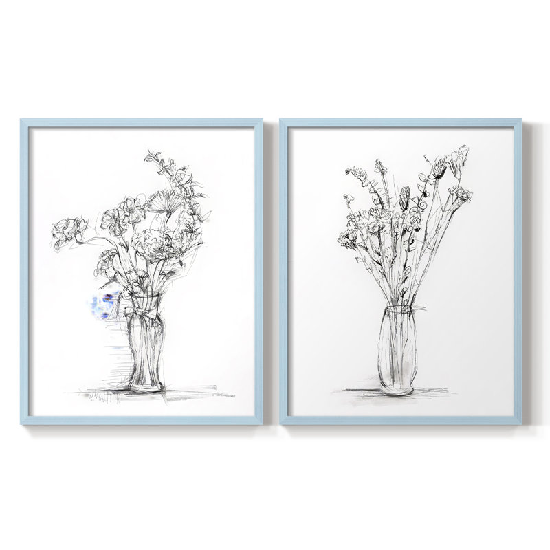 «Wild Bouquet Study I», reproduction encadrée de qualité supérieure - prête à être accrochée - aucun clou requis - aucun clou requis