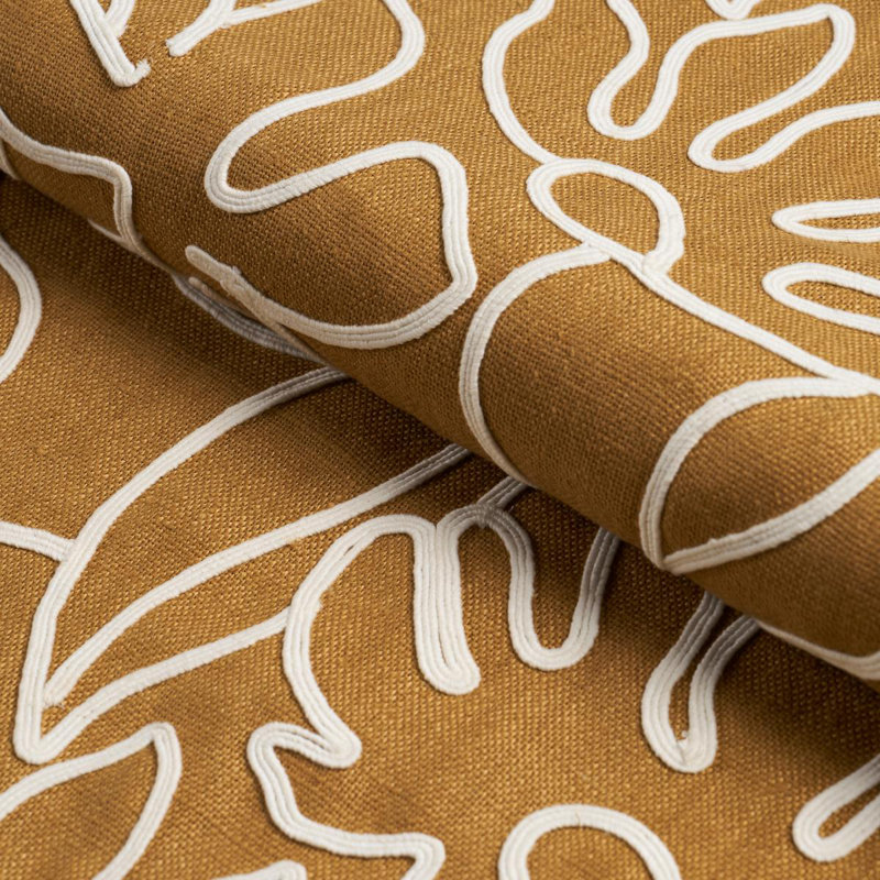 Lola Embroidery Fabric, Saffron