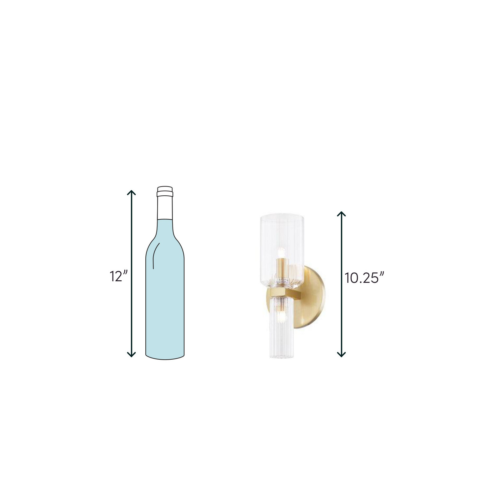2 Light Glass Dimmable Candle Wall Light, Aged Brass