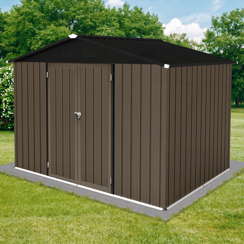 Metal garden sheds 8ft×6ft outdoor storage sheds Brown + Black