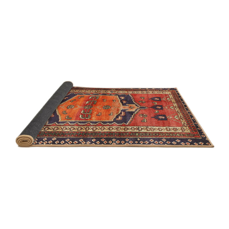 Tapis oriental orange / bleu, Rond 8 pi