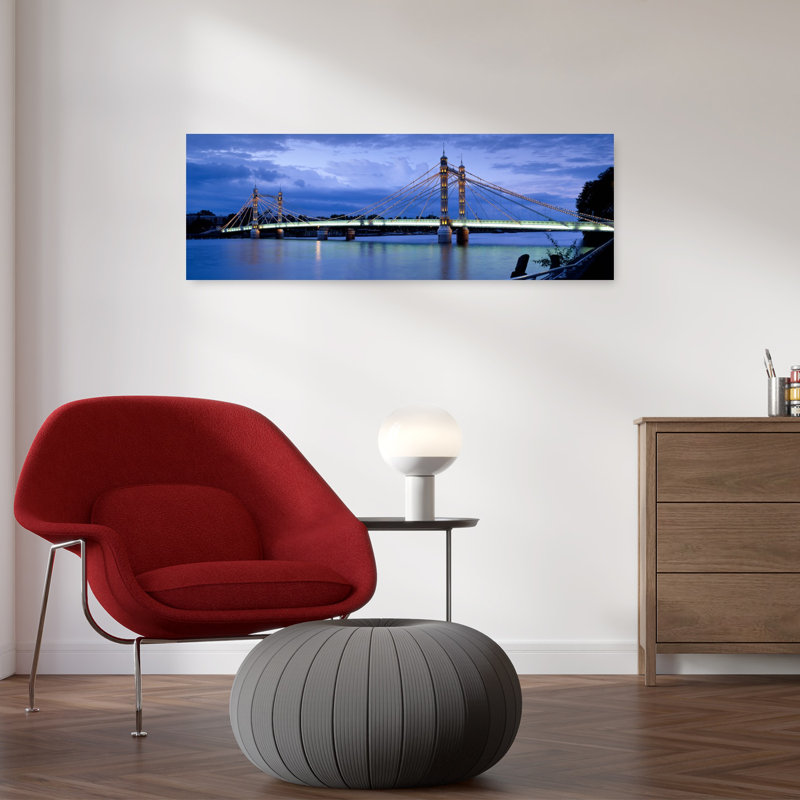 Suspension Bridge Across A River Thames River Albert Bridge London England by Mark Denton - Wrapped Canvas Panoramic Print