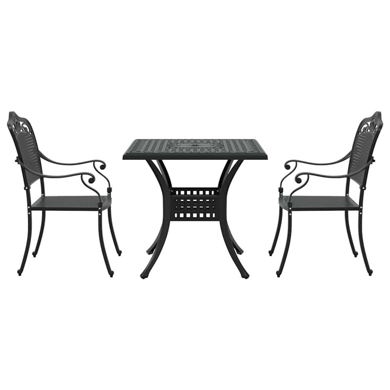 2 - Person Patio Dining Set Square Table, Black