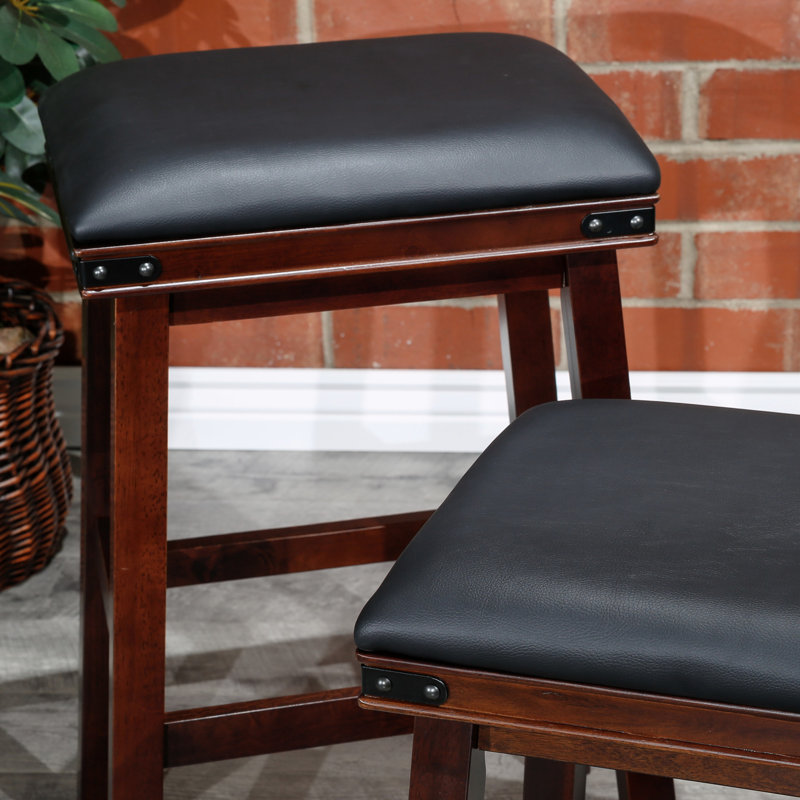 Tabouret de bar 30 po avec siège en cuir reconstitué - conception moderne de fabrication noire