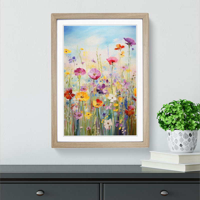 Wildflowers Impressionism Art - Framed Print, Oak Framed, 46cm H x 34cm W