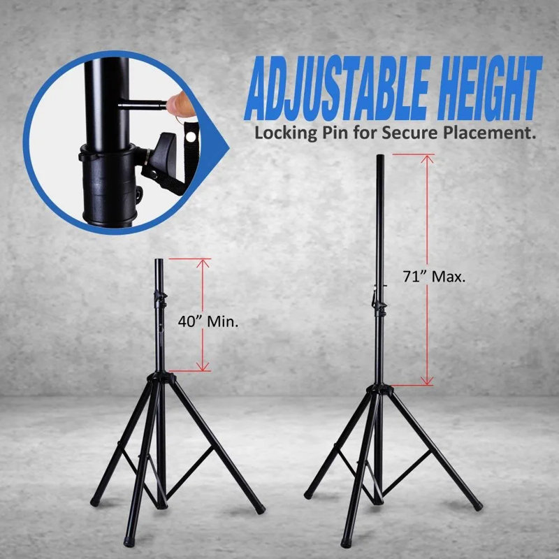 Dual Universal Speaker Stand Mount Holders, Height Adjustable