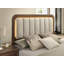 Ensemble de chambre à coucher de style moderne Mid-Century 4 pièces, lit tapissier à DEL (base requise), table de chevet avec port USB, commode et miroir, finition noyer-1462666780-1462666783