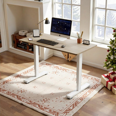 48-inch Solid Steel Frame Electric Standing Desk With Adjustable Height Workstation Double-Beam Gaming Table by Latitude Run