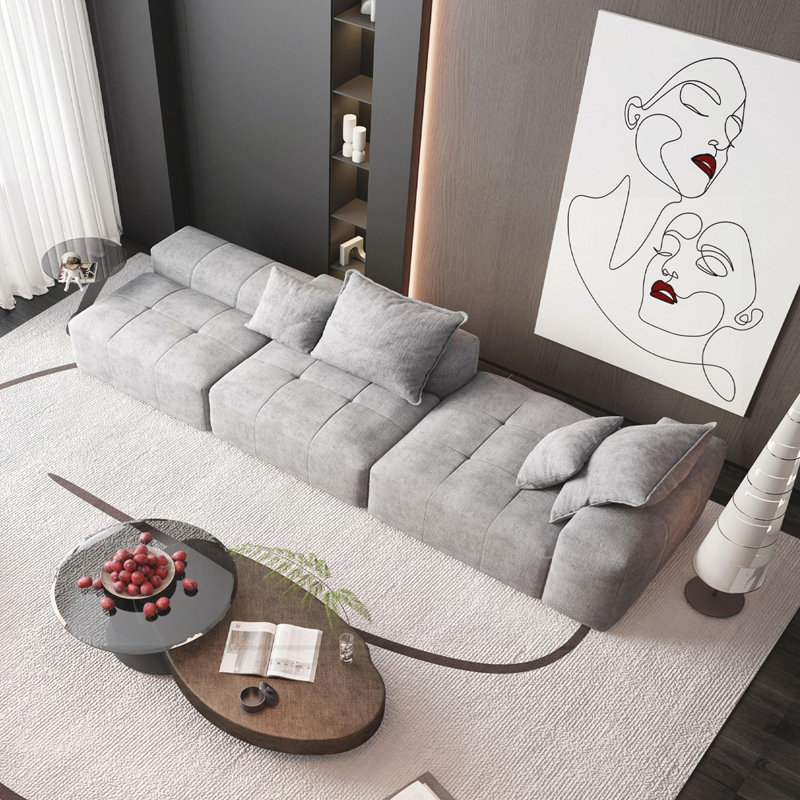 Canapé modulaire surdimensionné avec repose-pieds, siège, chaise longue et accoudoirs Boneless Tissu chenille, coussins moelleux, 4 coussins, bricolage 4 pièces, aucun assemblage requis.