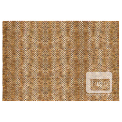 Tapis d'intérieur / extérieur en teck brun à motif géométrique tissé à plat à la main