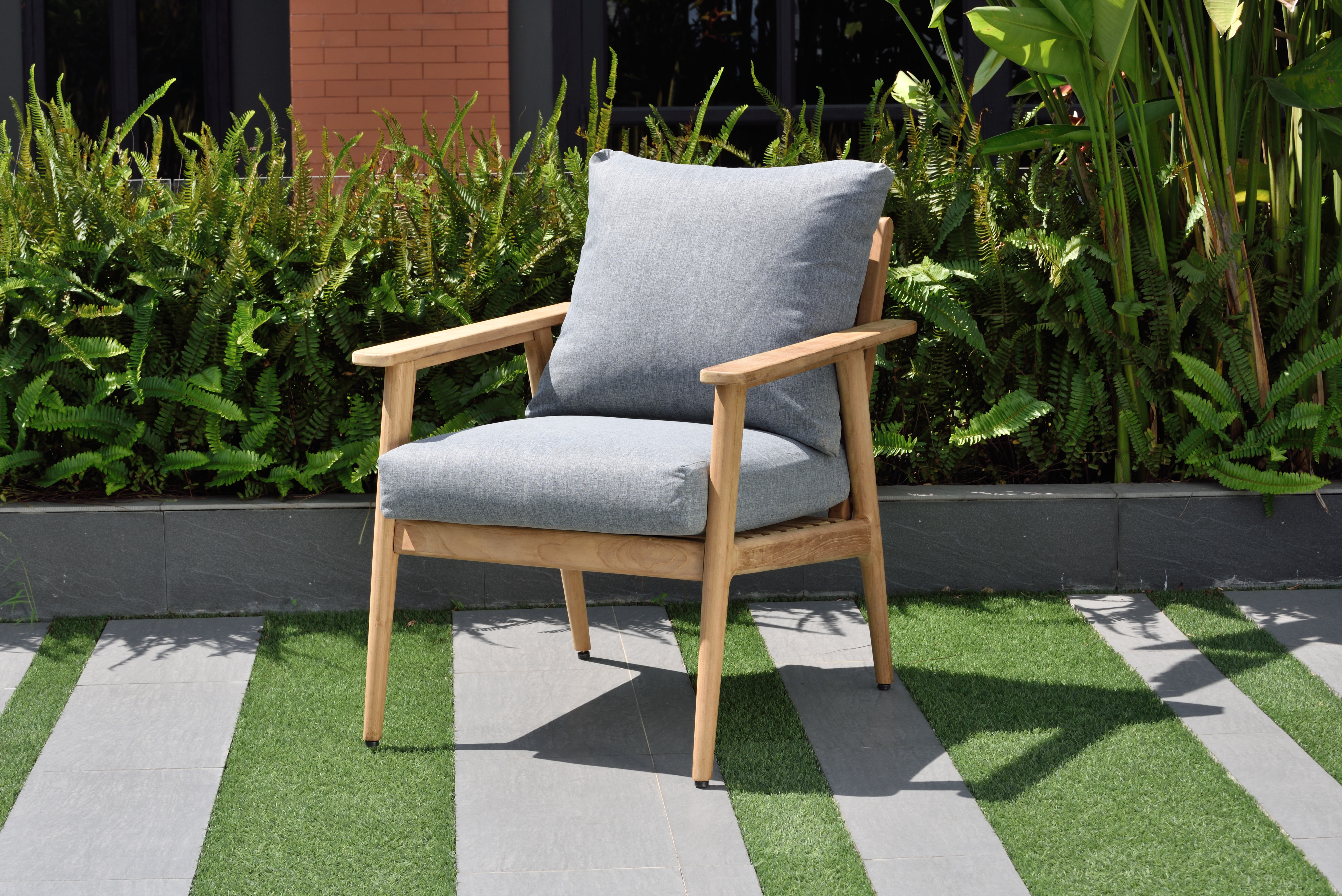 AllModern Tempo Teak Patio Chair with Cushions & Reviews Wayfair Canada