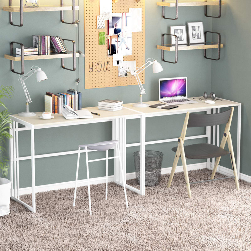 Metal Base Computer Desk, Beige/White
