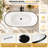 63" Modern Freestanding Acrylic Soaking Bathtub, Glossy White Deep Tub with Black Accent Edge, Linear Overflow and Coordinating White Drain for Contemporary Bathroom