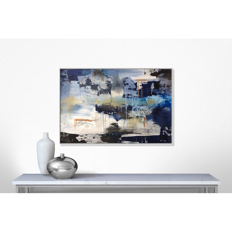 Autumn Indigo - Floater Frame Print on Canvas, White Framed, 104cm H x 155cm W x 5.1cm D