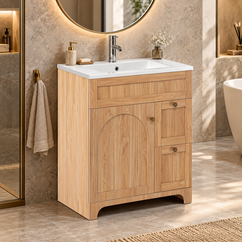 Freestanding Standard With Resin Top, Brown
