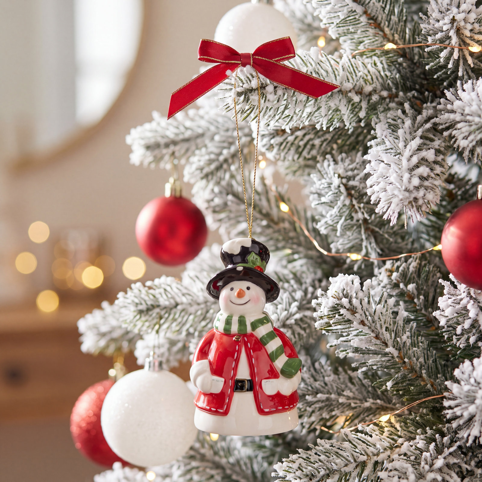 Spode Christmas Tree Snowman Bell Ornament