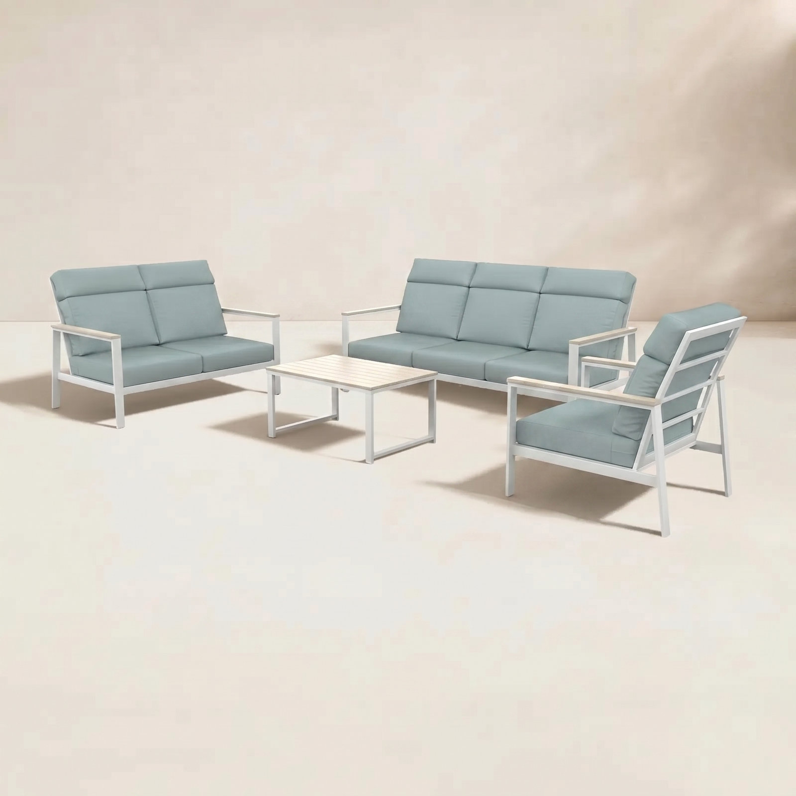 Townsend 6-Person Sunbrella® Patio Seating Group, Bliss Dew, White