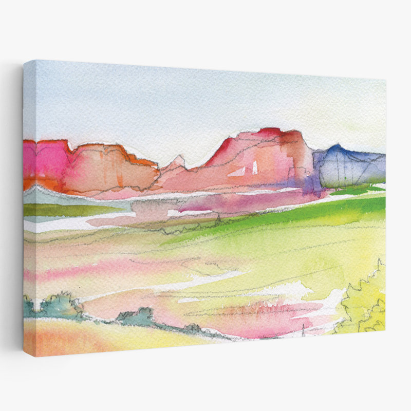 Paysage désertique II - art du désert coloré bleu vif, H 16 po x l 24 po