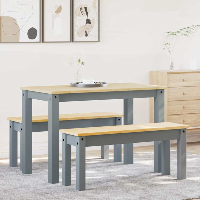 Gurnee 4 - Person Wood Patio Dining Set with, 75cm H x 117cm L x 60cm W, Grey