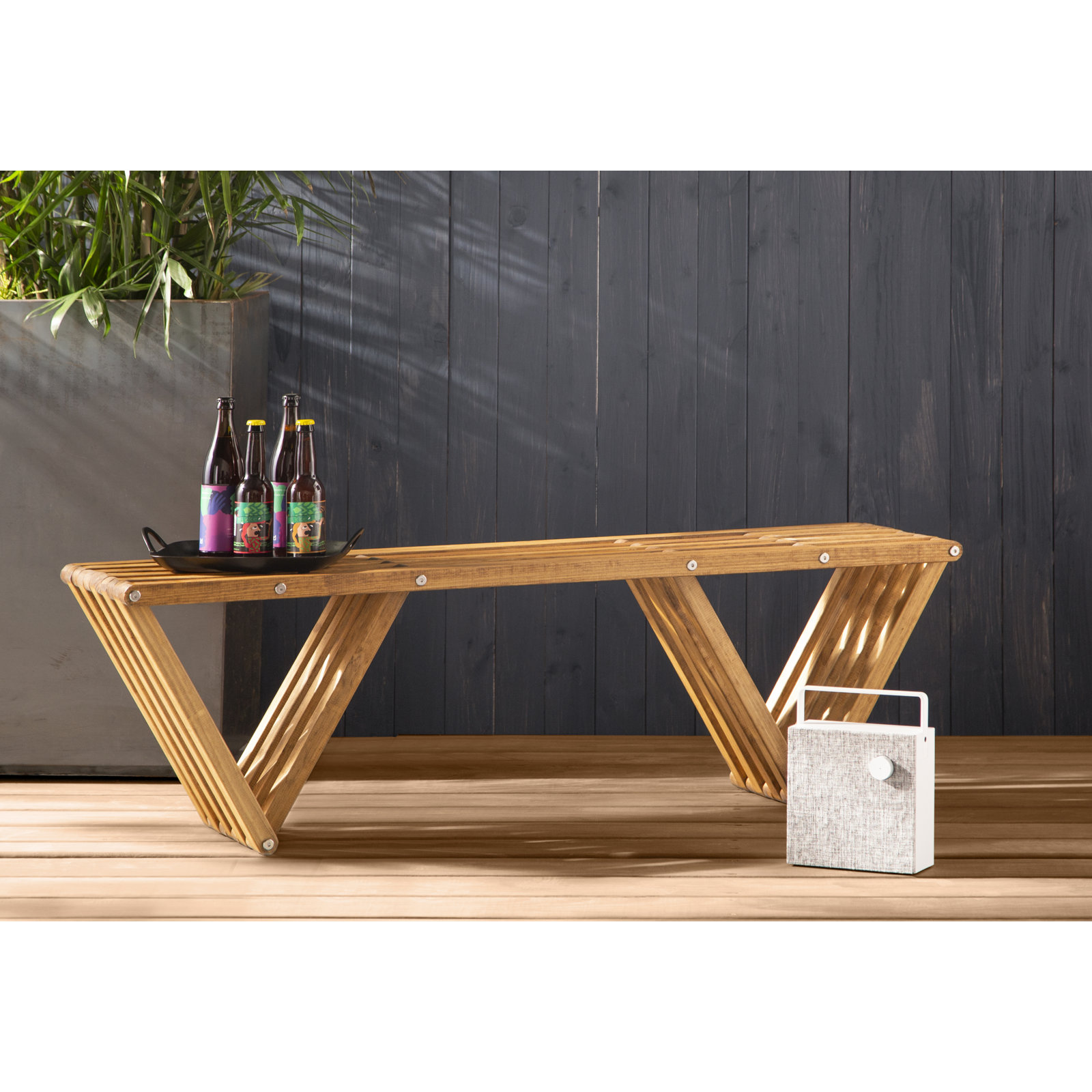 Mishra 54" Pine Garden Bench, Light Brown