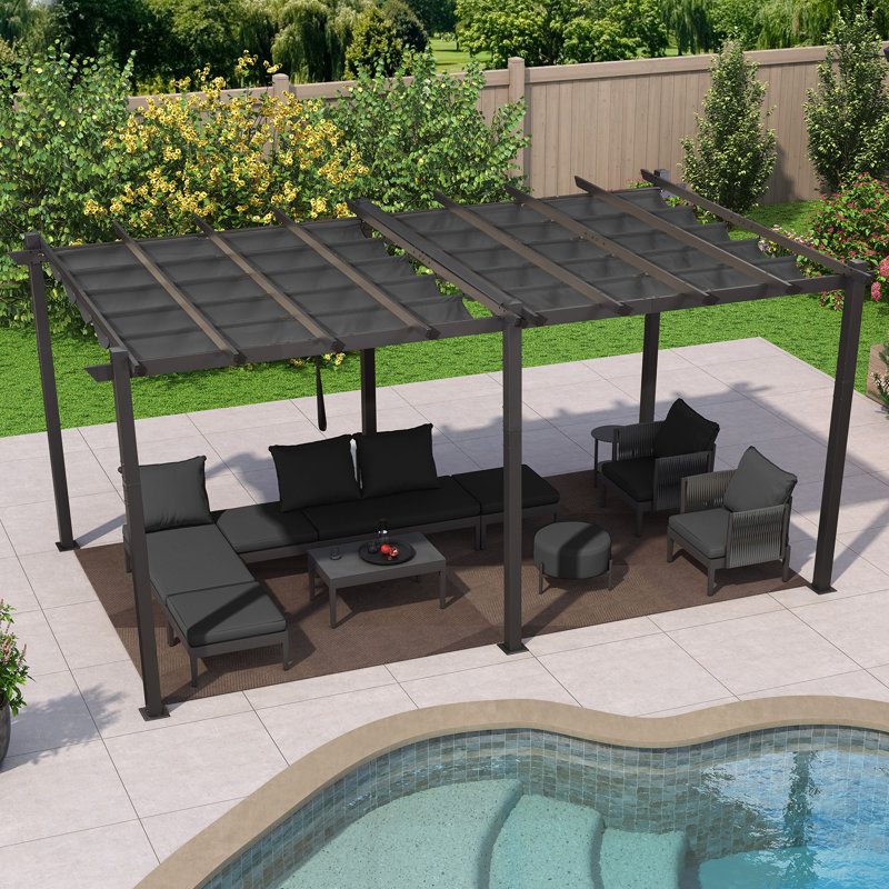 Aluminum Pergola, Grey, 5.5m x 3.7m