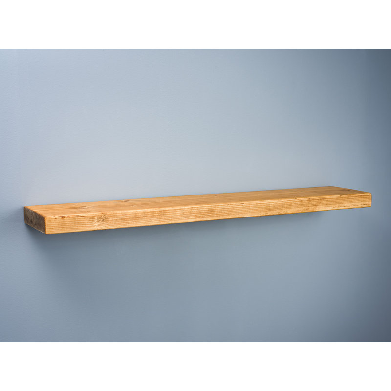 Petra Pine Solid Wood Floating Shelf, Light Brown, 4.5cm H x 70cm W x 20cm  D