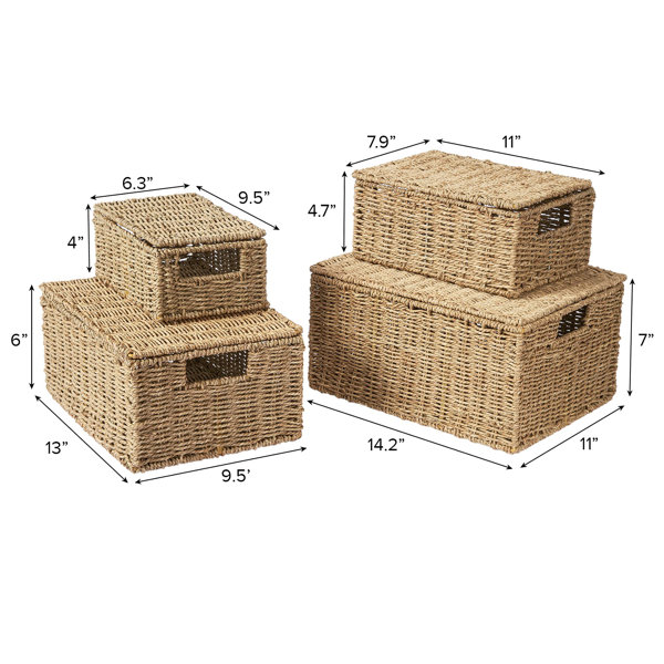 Bayou Breeze Storage Shelf Organizer Wicker Basket Set & Reviews