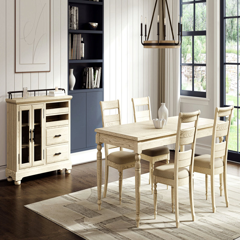 Table avec feuille - Blanc délavé