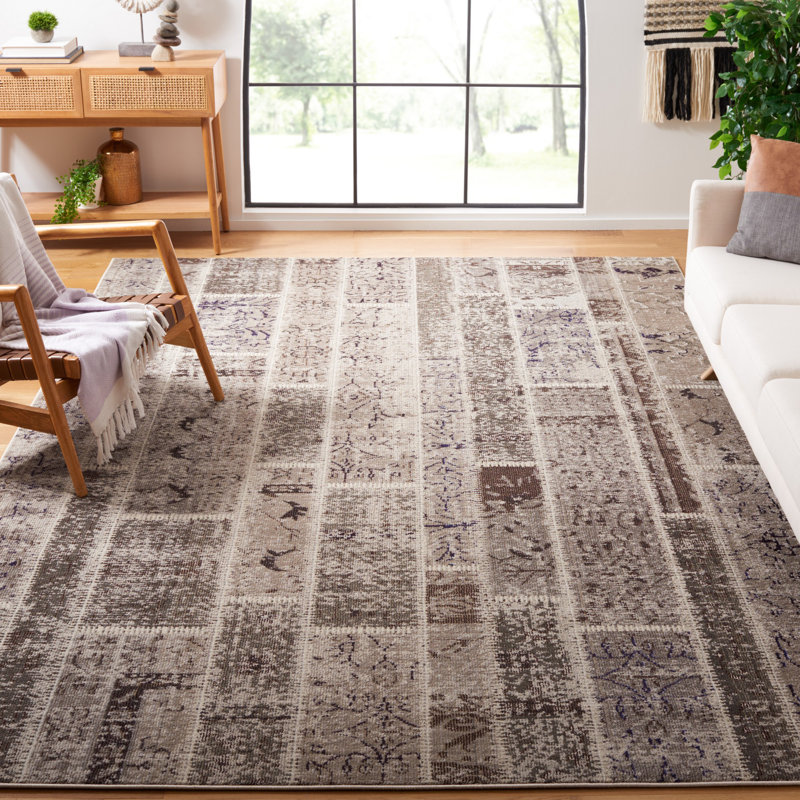 Tapis beige à motif géométrique Amrane, Rectangle 8 pi x 11 pi