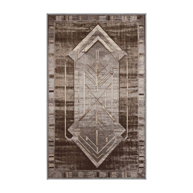 Machine Washable Gray Area Rug, Rectangle 7' x 9'