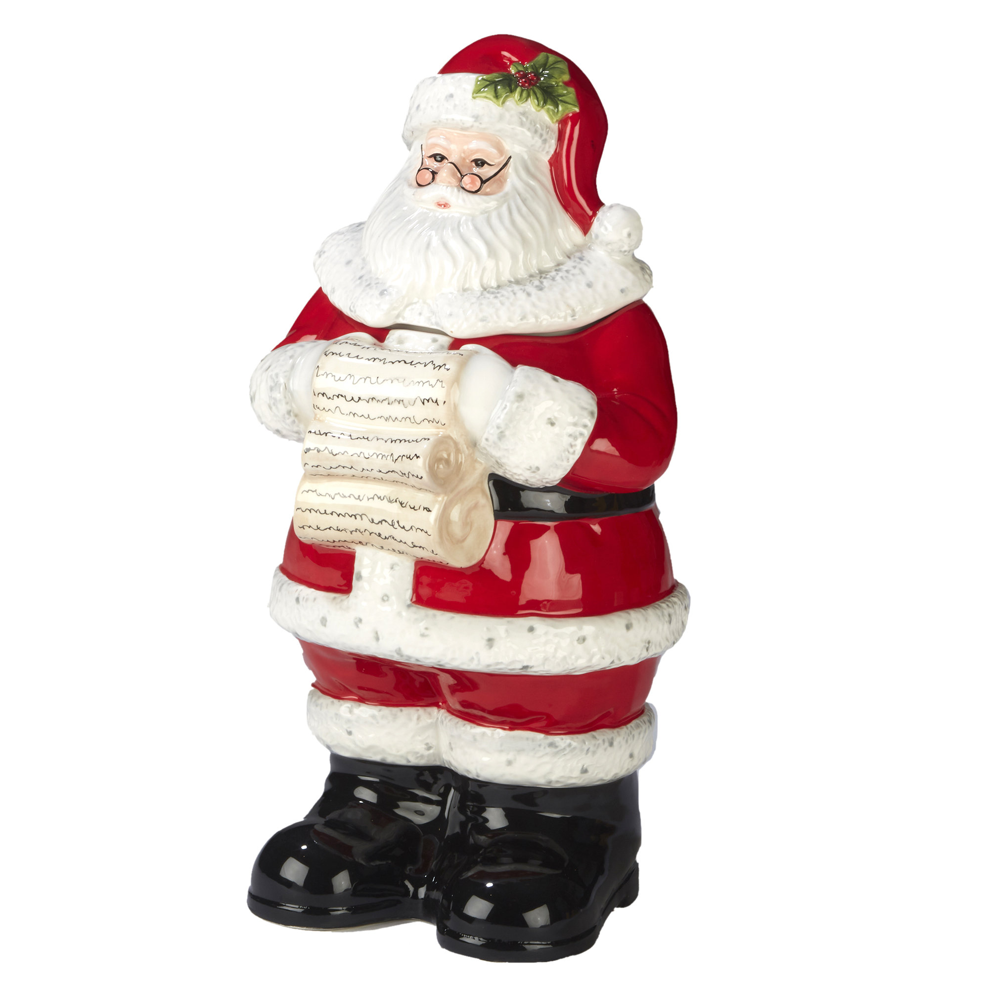 Certified International Holiday Wishes 3 D Santa 2 43 qt Cookie Jar