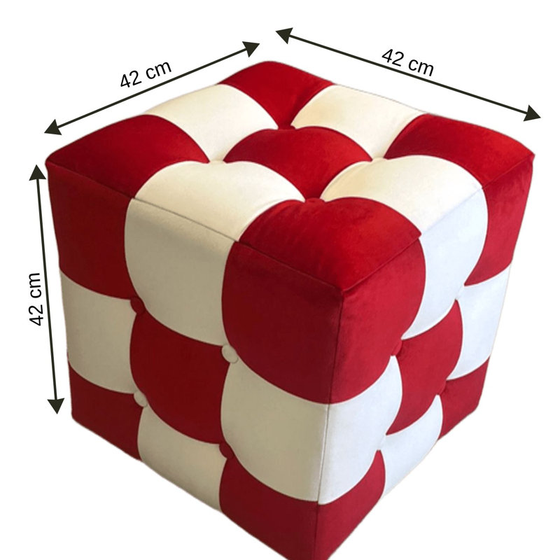 Pouf, Rouge / Blanc