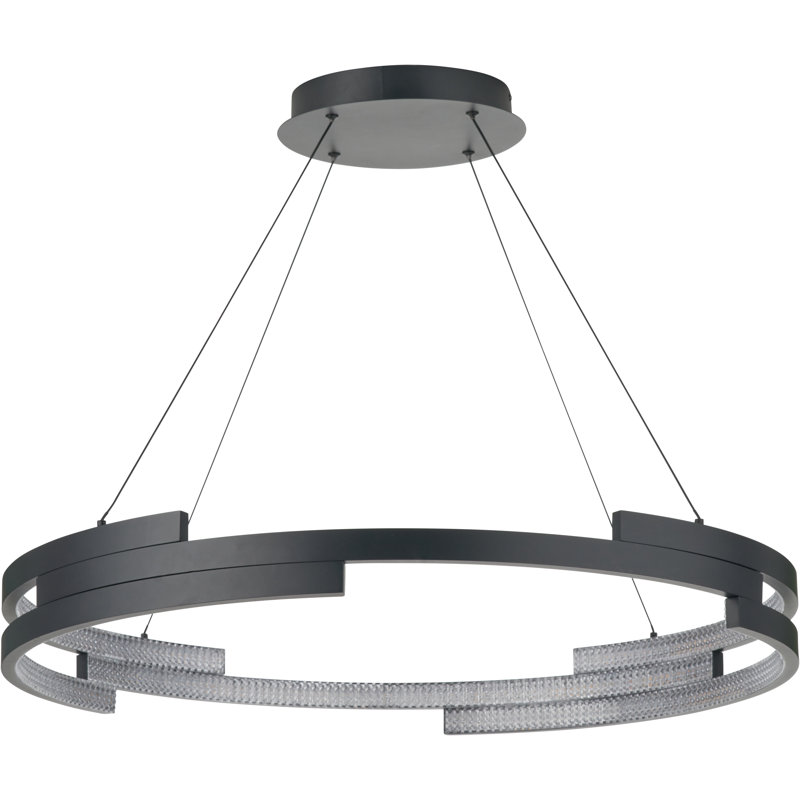 6 - Light Unique/Statement LED Chandelier, Satin Black