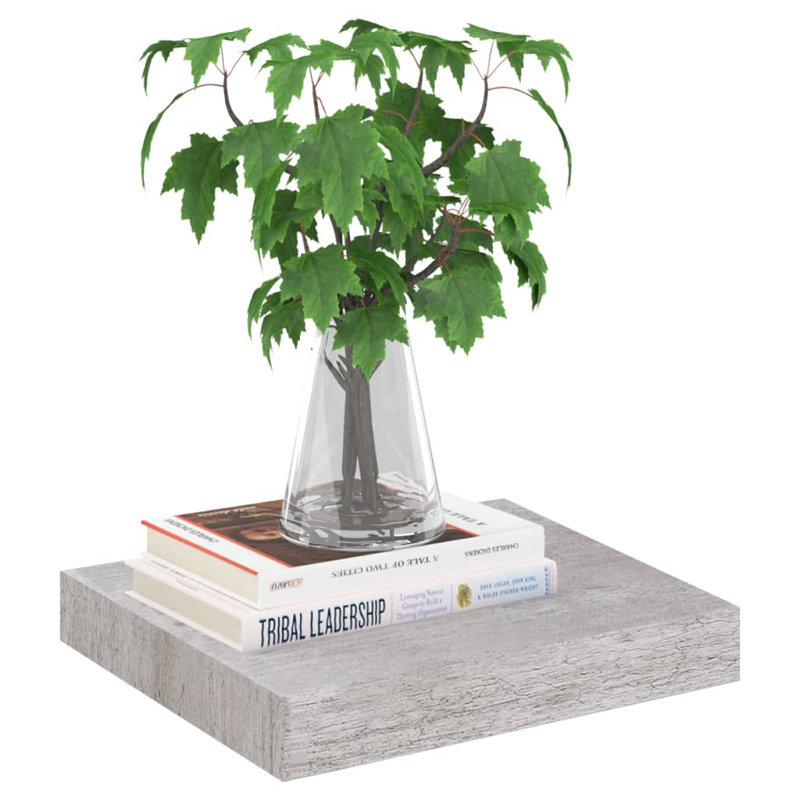Blus Floating Shelf, 3.8cm H x 23.5cm W x 23cm D, Grey