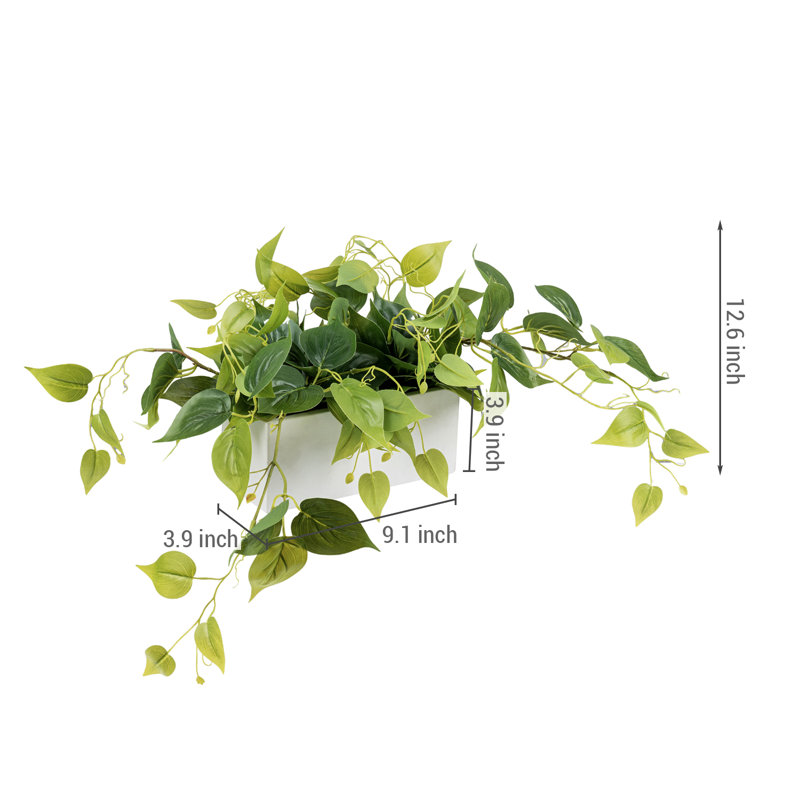 31.98cm Faux Pothos Plant in Cement Pot