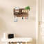 Porte-clés mural, porte-clés en bois massif et organisateur de courrier pour le mur (auto-adhésif ou perceuse), porte-clés à 8 crochets pour le couloir d'entrée, décor de maison de campagne (brun brûlé)