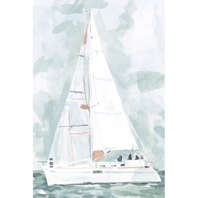Soft Sailboat II by Emma Scarvey - Painting, 46cm H x 30cm W, Wrapped Canvas