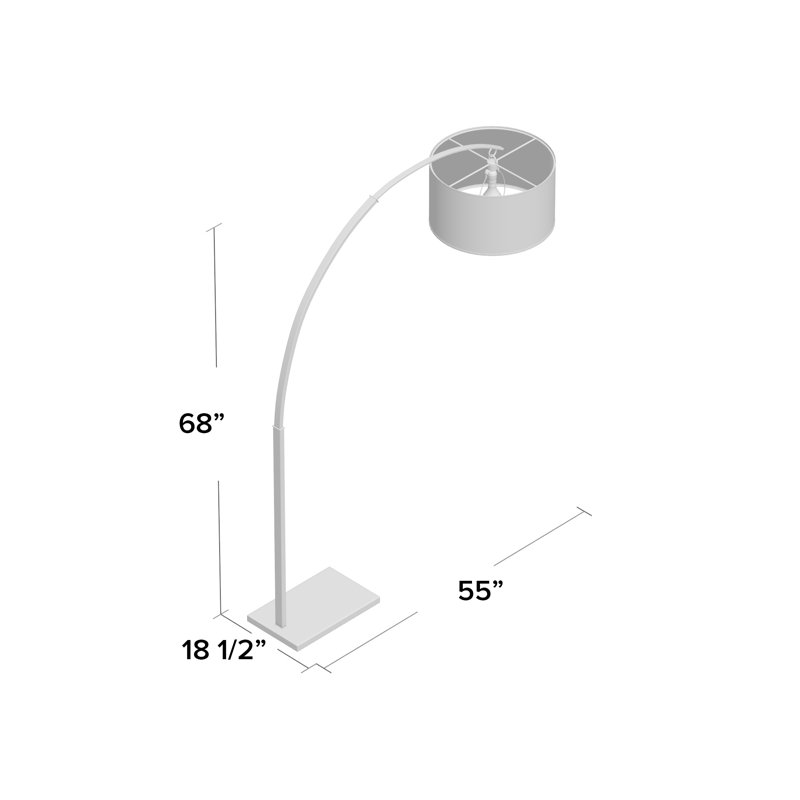 Lampe sur pied arquée 66,5 po Archer, Nickel poli