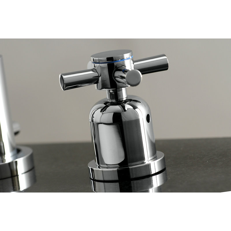 Kingston Brass Concord Two-Handle 3-Hole Deck Mount Widespread Bathroom Faucet with Brass Pop-Up Drain