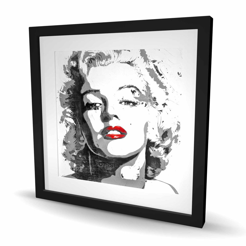 Imprimé matelassé Marilyn Monroe Office Woman | Décoration intérieure, H 24 po x l 24 po, Noir
