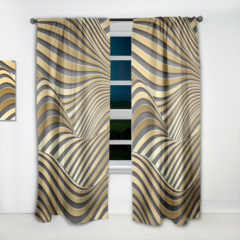 Wavy Luxury Gold Gradients I - Rideau à imprimé animal - Velours obscurcissant - 1 panneau, L 52 po x L 120 po