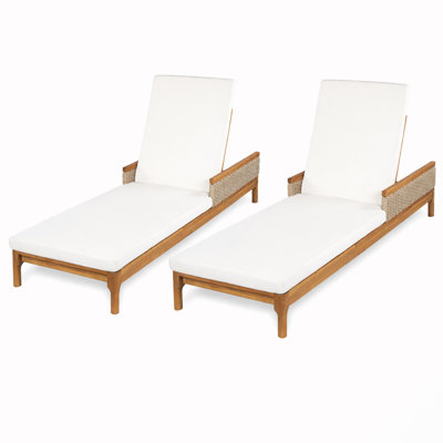 Patio Chaise Lounge with Cushions(Set of 2)