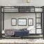 Lit superposé simple en métal avec finition noire et lit gigogne - structure stable, utilisation silencieuse, option de rangement peu encombrante, lit gigogne sécurisé, sur-construction, design, pour dormir-2073672269