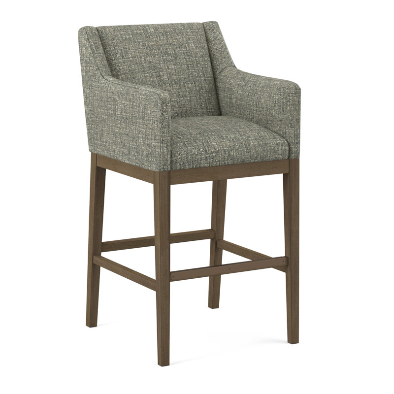 Upholstered Stool, Salvador Asphalt, Weathered Gray