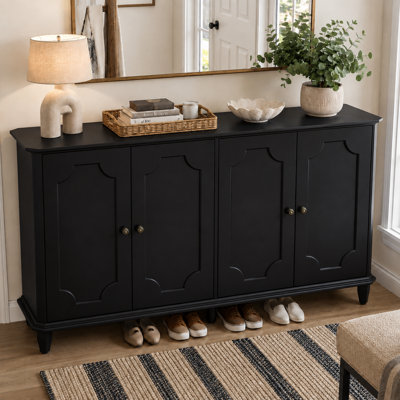 Farmhouse Vintage Decorative Curved Door Sideboard Buffet Cabinet with Adjustable Shelves and Closed Storage for Dining Room Kitchen Living Room and Entryway