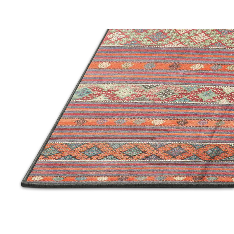 Tapis rouge / vert Southwestern, Rectangle 5 pi x 8 pi