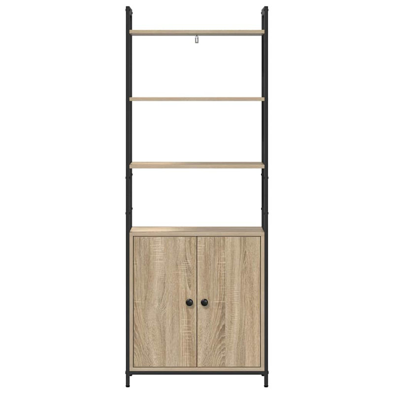 161cm H x 60cm W Steel Book Cabinet Bookcase, Sonoma Oak